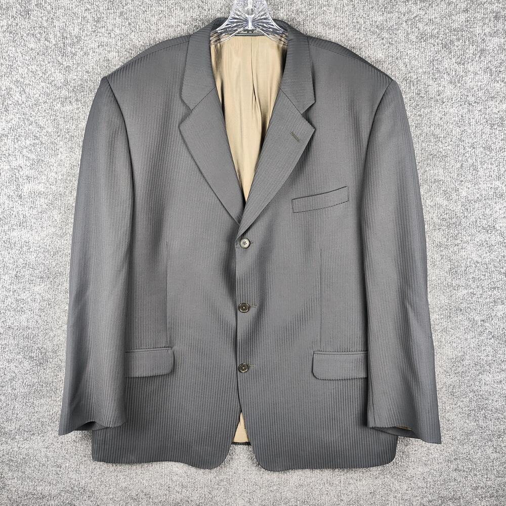 Bachrach Blazer Mens 50 Gray Pinstripe Wool 3 Button Suit Jacket Made In Italy